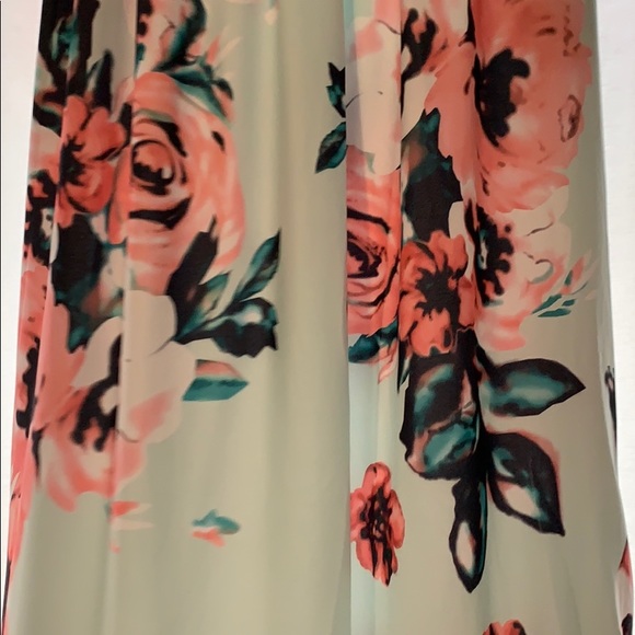 Long mint floral dress - Picture 3 of 3